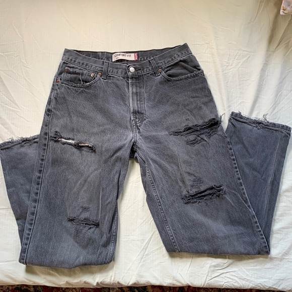 Mens Levi’s 560 comfort fit vintage distressed jeans 34/36 black - Picture 1 of 8